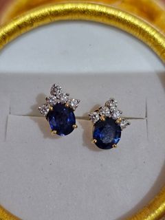 Blue Sapphire Dia Earrings