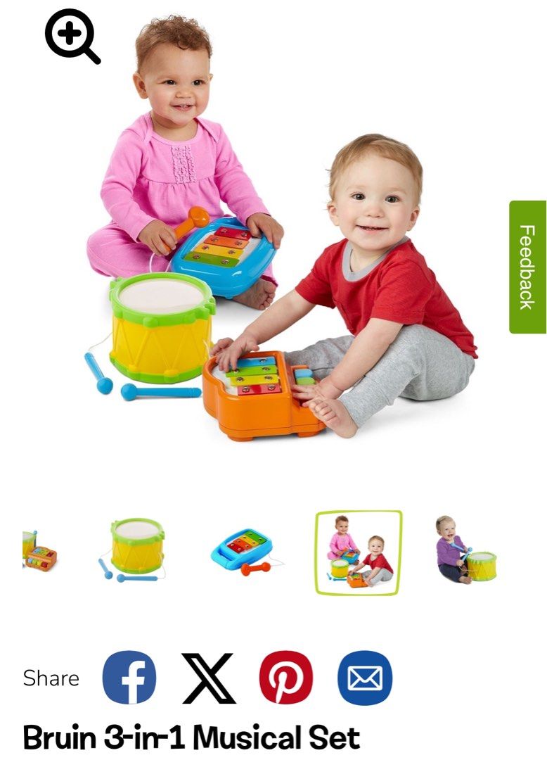 Bruin Toy R Us Musical Set Babies Kids Infant Playtime on