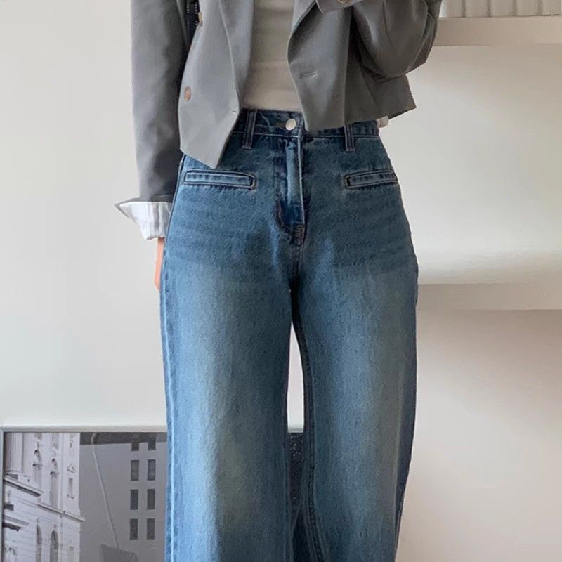 uzzlang korean wide legged denim jeans, Women's Fashion, Bottoms, Jeans &  Leggings on Carousell