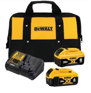 Dewalt DCB246CK, 20V MAX XR Premium Lithium-Ion 6.0Ah and 4.0Ah Starter Kit with Charger and Tool bag, Kit includes a soft bag for additional tool storage, system for immediate feedback on the state of charge, Brand New in box.