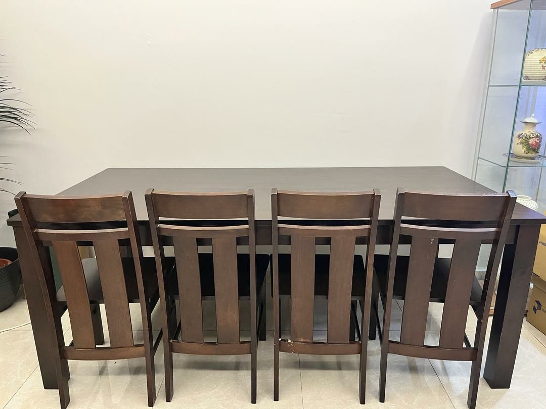 Dining Table (Category: Tables & Sets) located in Kuala Lumpur. Submitted by melon9 (Listing ID 1292417367, Image 2). Description: ●Table sets with 6 wooden chairs ●Transport / Lalamove by buyer.