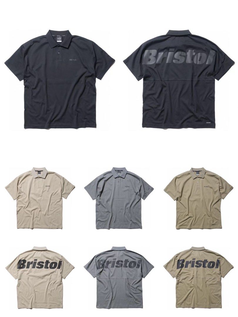 FCRB Bristol BIG LOGO POLO 白 L 極美品 f.c.real Bristol Big Logo Polo 寬鬆版型Polo衫, 男裝, 上身及套裝, T