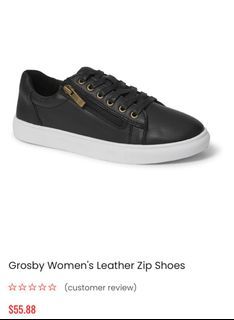 Grosby women’s leather zip black sneakers