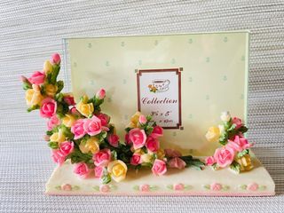 Handcrafted Rose Floral Glass Photo Frame