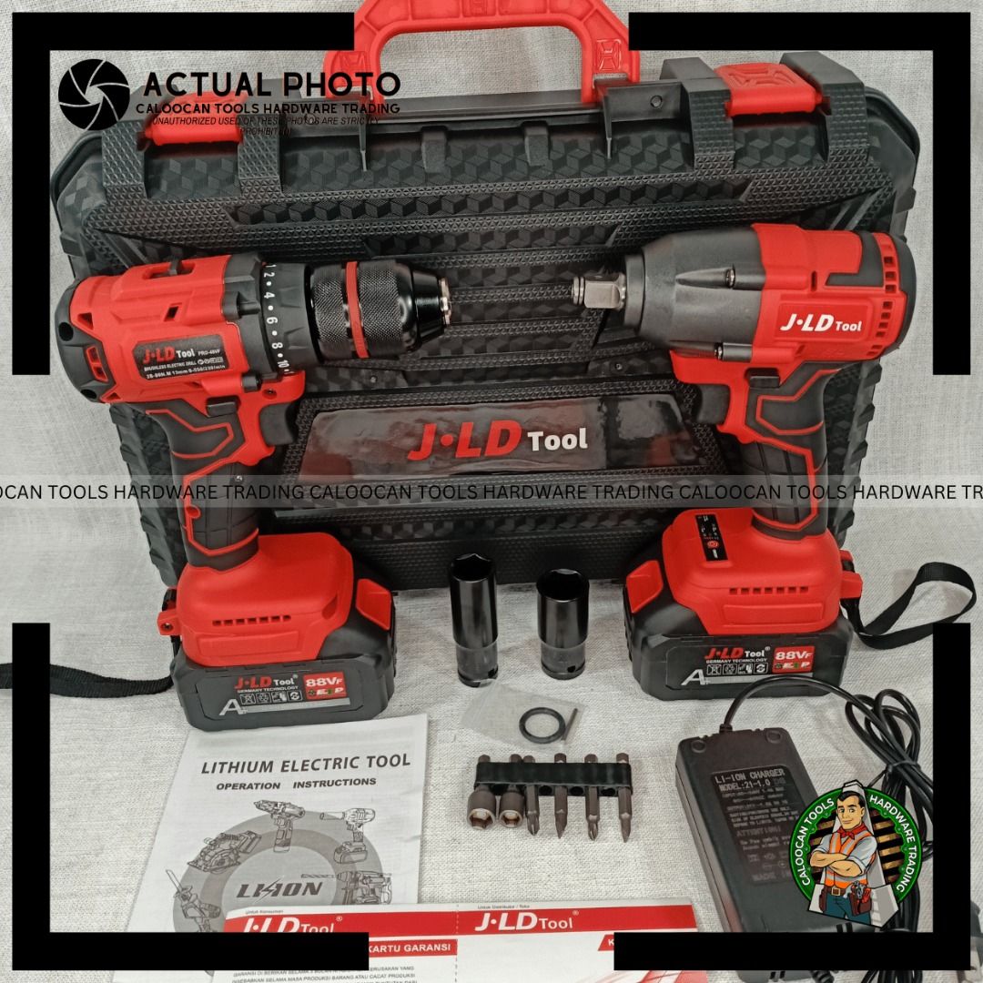 JLD 88V 2in1 Impact Wrench and Cordless Drill Set JV88 48F Commercial Industrial Construction Tools Equipment on Carousell