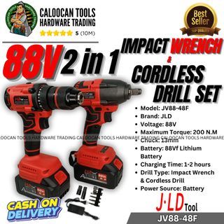 JLD 88V 2in1 Impact Wrench and Cordless Drill Set (JV88-48F)