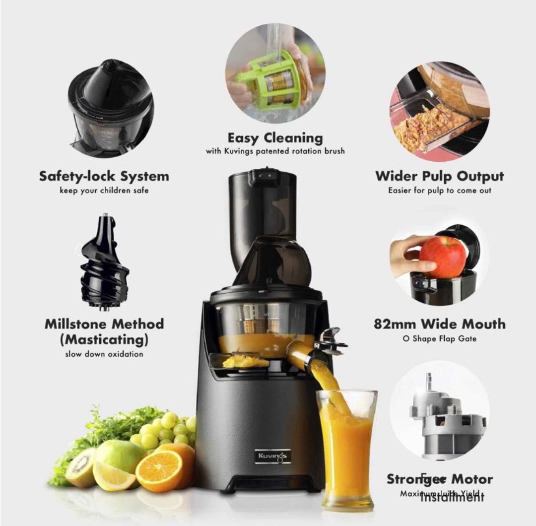 Kuvings EVO820 Black Professional Cold Press Whole Slow Juicer, World's