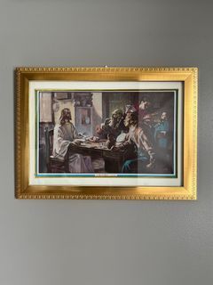LA CENA DE EMAÚS (The Supper at Emmaus) Framed Vintage Print
