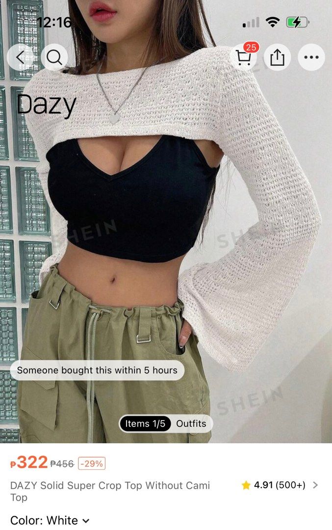 DAZY Solid Super Crop Top Without Cami Top