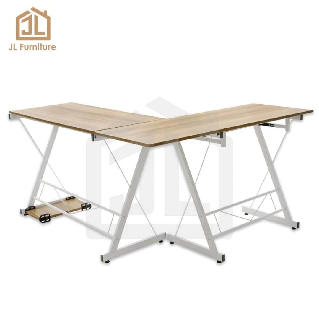 L-Shape Desktop Table [White Frame], Furniture & Home Living, Furniture ...