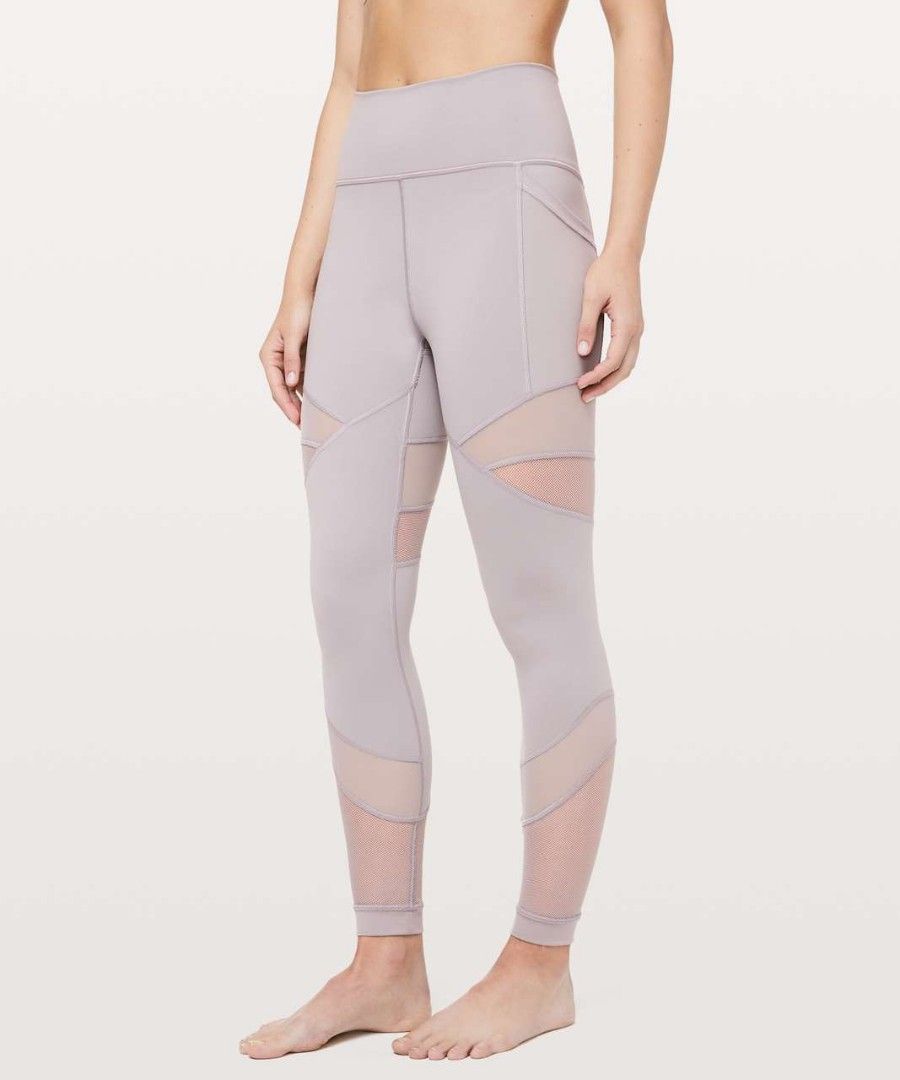 Lululemon forget the sweat tights leggings pants yoga grey gray cutout cut out mesh panel 25