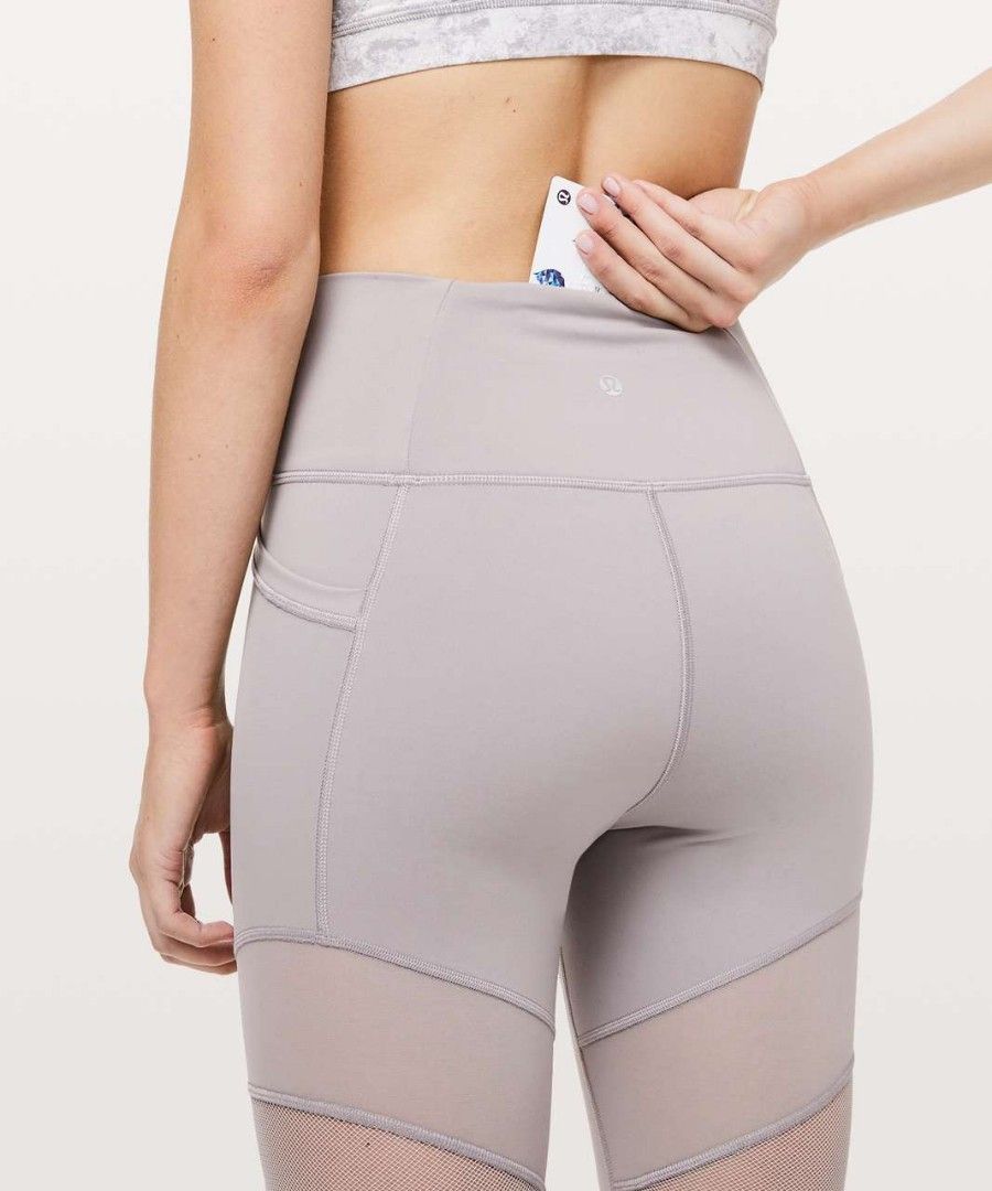 Lululemon forget the sweat tights leggings pants yoga grey gray cutout cut out mesh panel 25