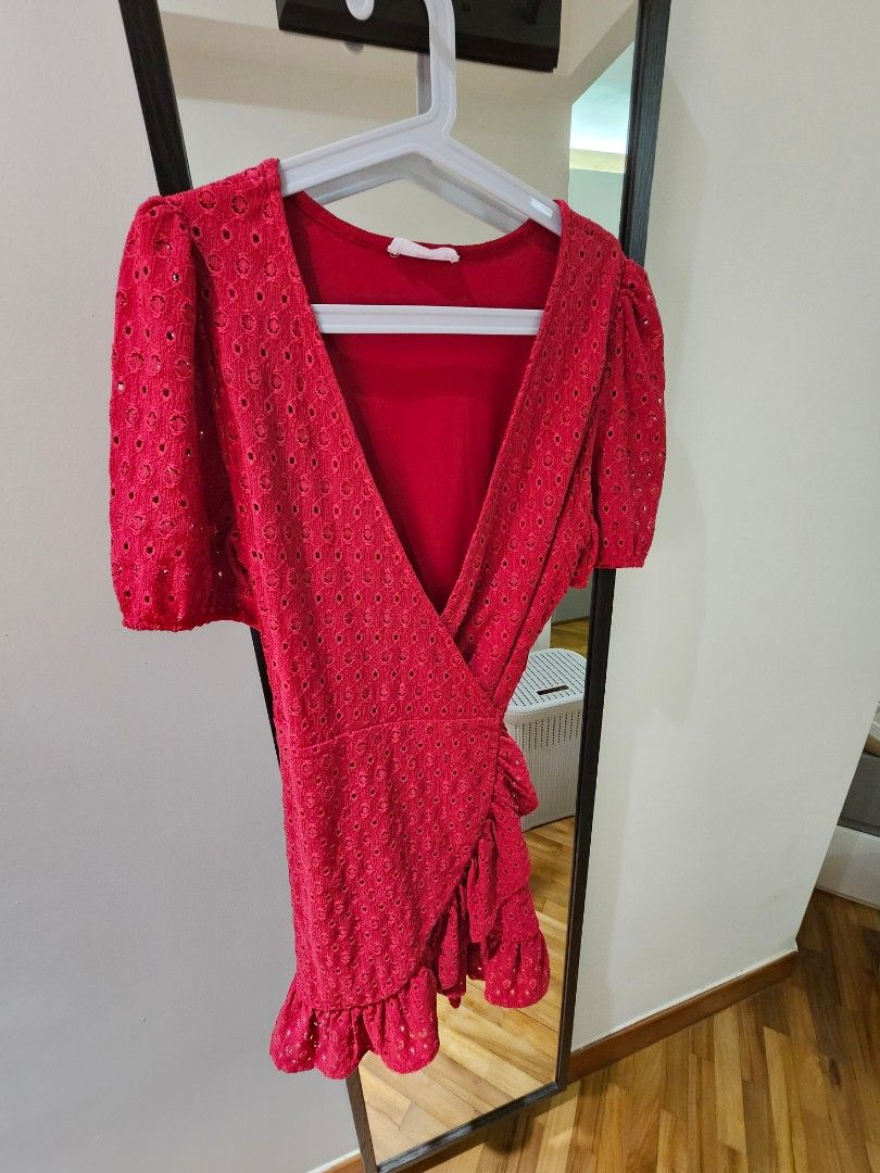 mango red wrap dress Mango Red Wrap Dress