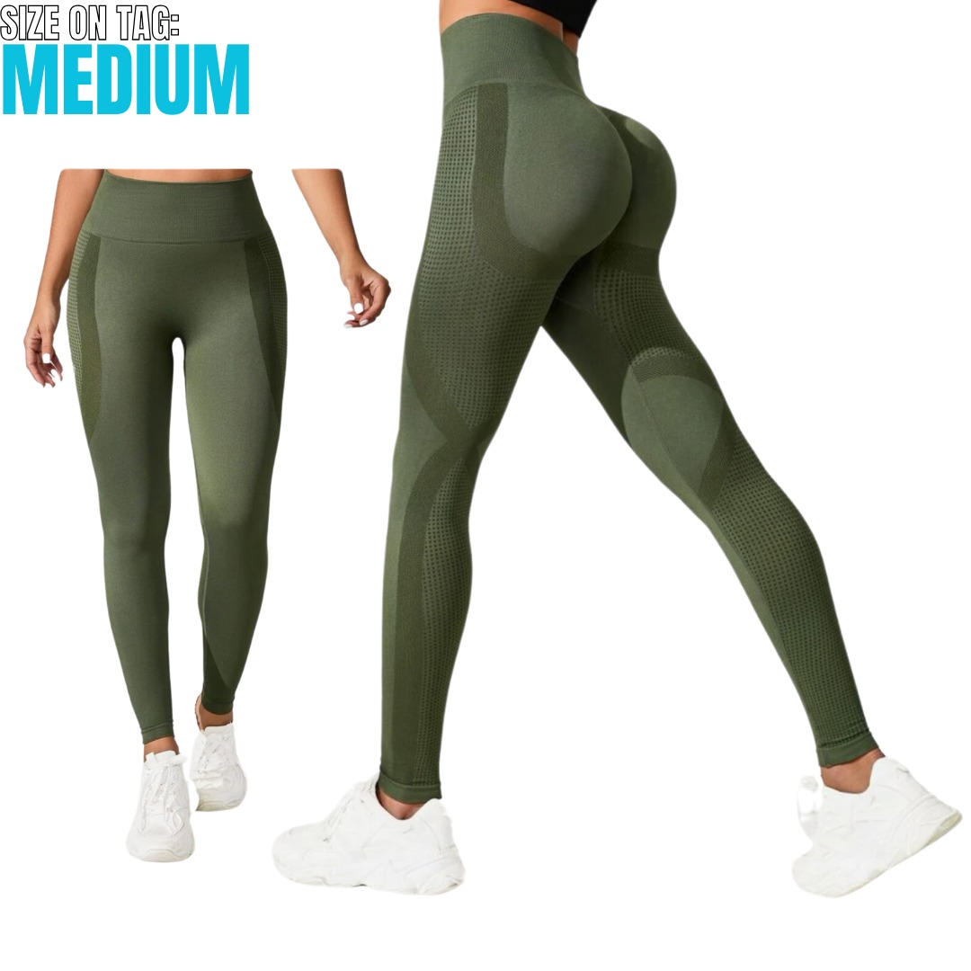 Medium Army Green Yoga Gym Basic Seamless Wide Waistband Sports Leggings  SHEIN SG RARE BOX, Brand New!, Women's Clothing
