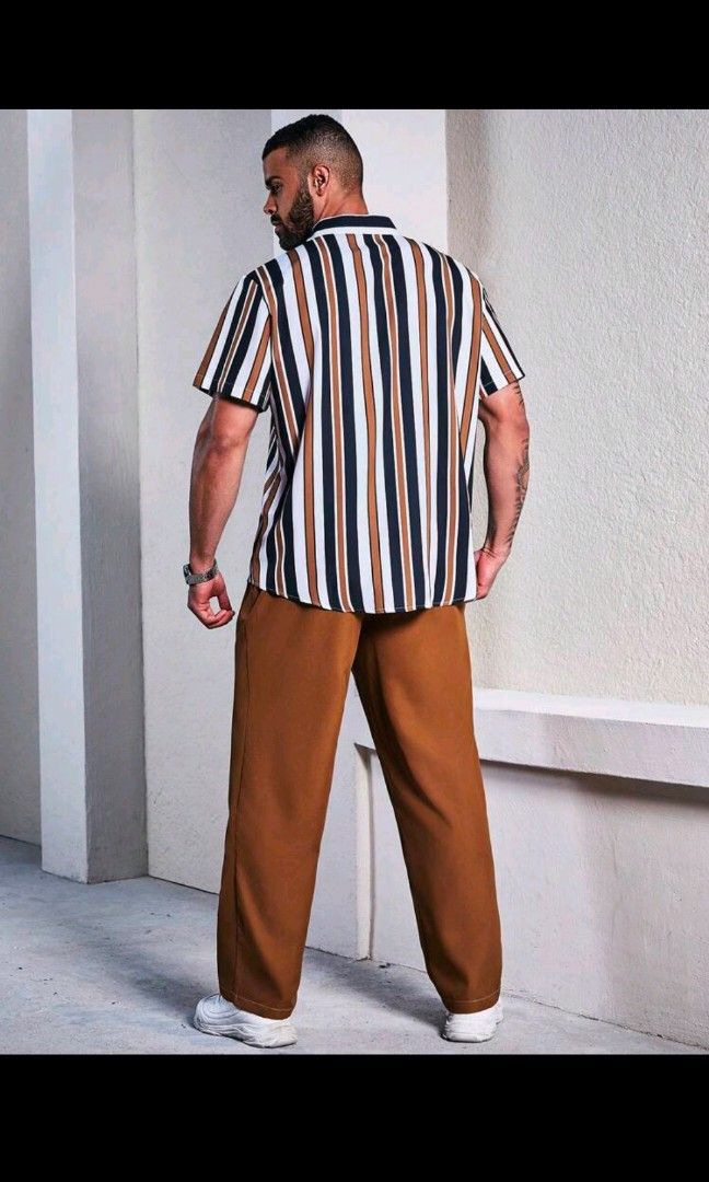 Men's plus size polo and pants stripes (Category: Sets & Coordinates) located in Santiago. Submitted by jelkompany2023 (Listing ID 1292300043, Image 3). Description: shein polo and pants brand new 2XL.
