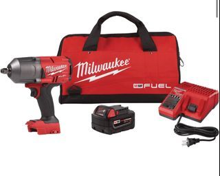 Milwaukee 2767-21B M18 FUEL 18V Lithium-Ion Brushless Cordless 1/2 in. Impact Wrench w/Friction Ring Kit w/One 5.0 Ah Battery & Bag, brushless motor delivers up to 1000 ft./lbs. of fastening torque and 1400 ft./lbs. of nut-busting torque, Brand new in box