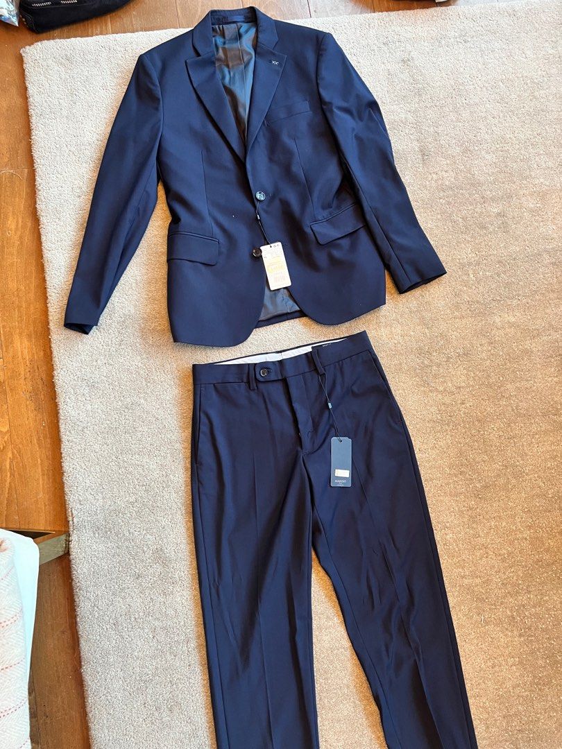 New Mango Man navy suit and pants set formal (Category: Sets & Coordinates) located in Makati City. Submitted by nmvs1 (Listing ID 1292358614, Image 1). Description: Brand New Mango Man Navy blue formal suit and pants set Top bought 5995 : pants 2495 total 8490 originally selling at 6200 Selling as a set no offer for separates pls Blazer eur 46 us 36 Laid flat measures Shoulder 16.5 inches Chest 18 in Length 28 in Sleeves 24 inches Pants size eu 