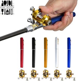 Portable Mini Aluminum Pocket Pen Shape Fishing Fish Rod Pole + Fishing  Reel Hot