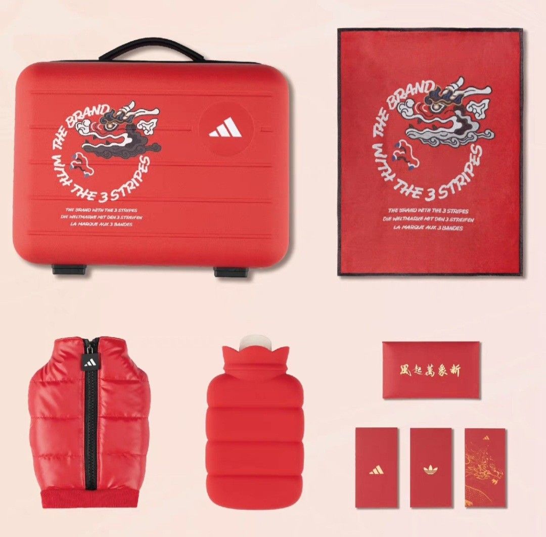 Original Adidas 2024 14 Inch Luggage Bag Set With Blanket Water Bottle CNY Packet Travel Hand Carry 14 Beg Bagasi