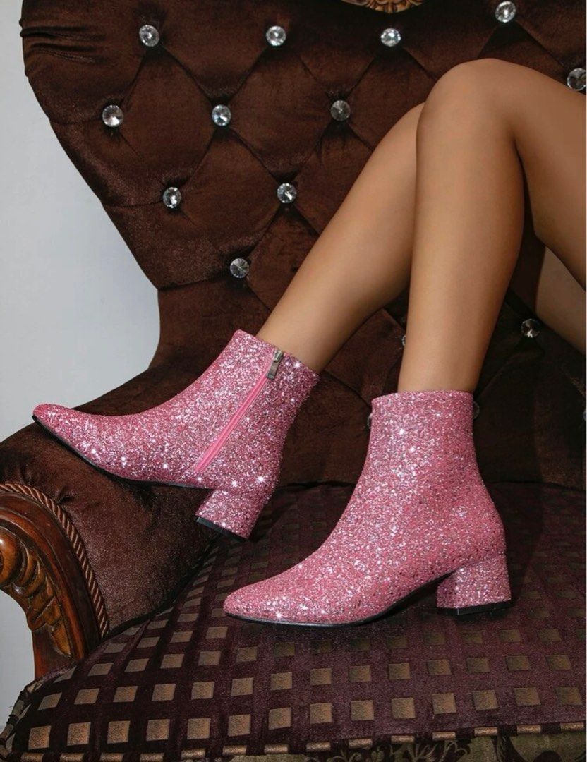 Pink sparkle boots womens online