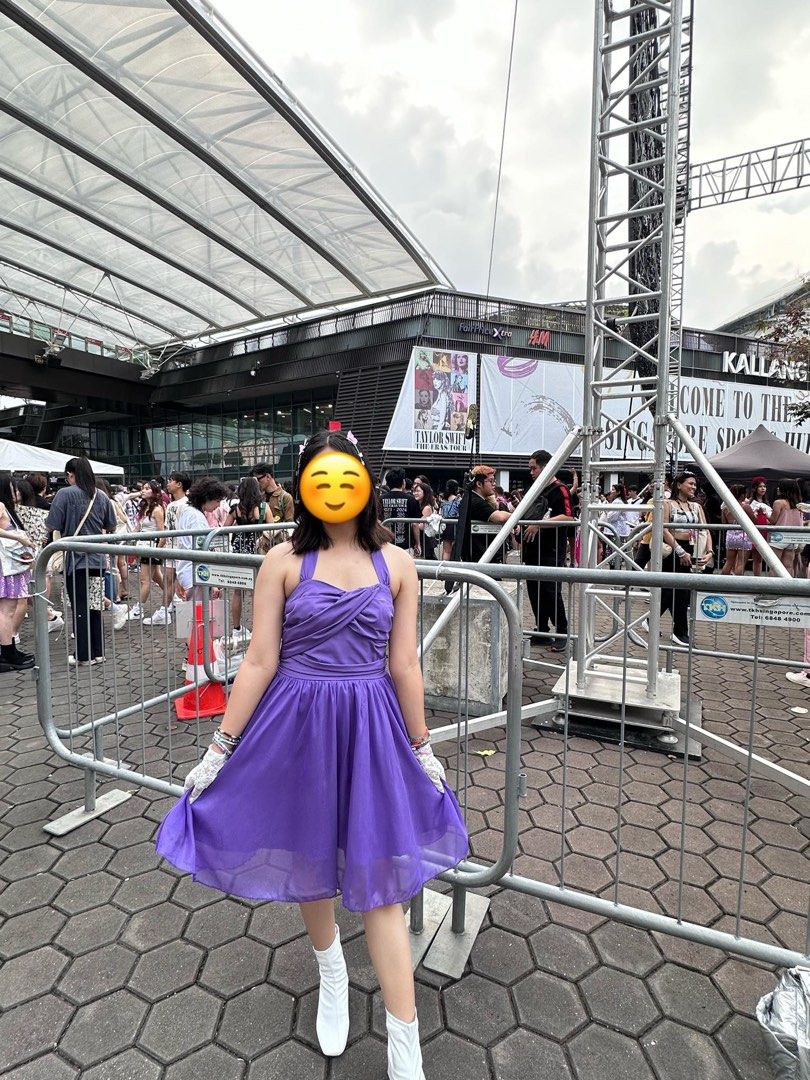 Purple Halter Dress in Size M (Taylor Swift inspired dress), Women's  Fashion, Dresses & Sets, Dresses on Carousell