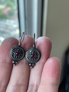Red gemstone pendant style 925 silver earrings