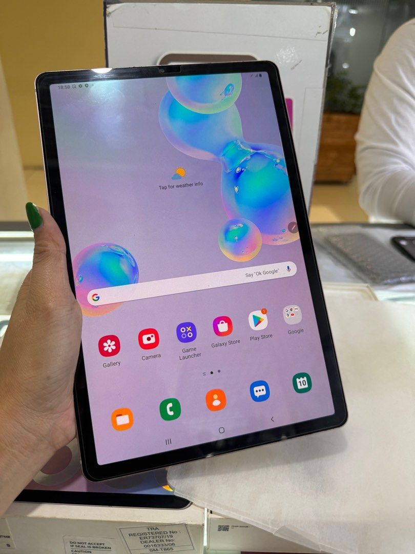 samsung tab s6 6/128gb 2ndhand (Category: Android) located in Cainta. Submitted by vine_gadget_shop (Listing ID 1292378378, Image 3). Description: samsung tab s6 6/128gb 2ndhand with box and charger no pen my mga gasgas lang po no issue check all u want pick up store greenhills shopping center we accept trade in we accepy credit card and ggives installment we do cod and door to door we ship nationwide for fast transaction call 09277368323 look fo