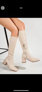 Shein boots heels light beige color