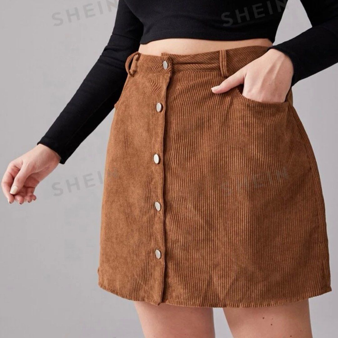 Brown corduroy skirt 4xl shop