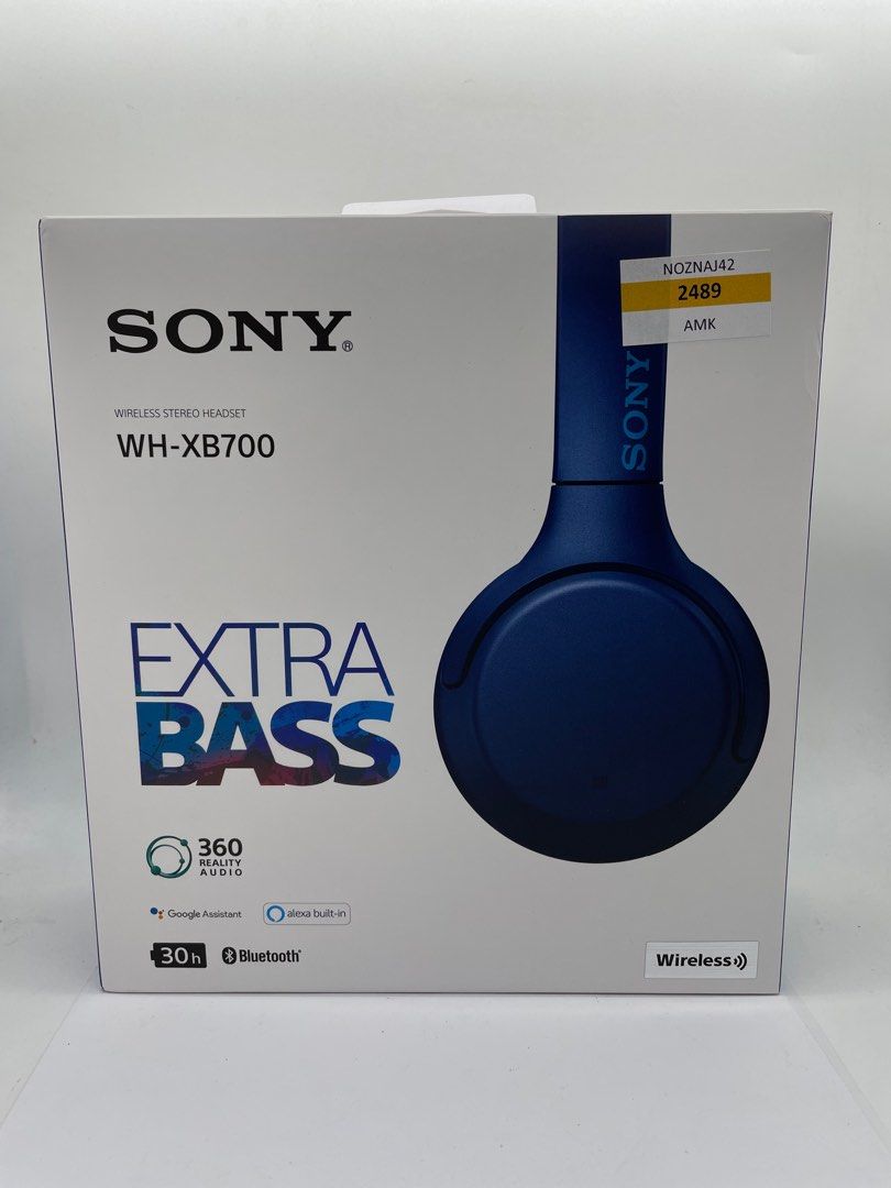 Sony WH XB700 EXTRA BASS Wireless Bluetooth Headphones with Google Assistant and Alexa Blue