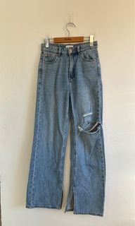 Urban Revivo ripped baggy jeans with slit