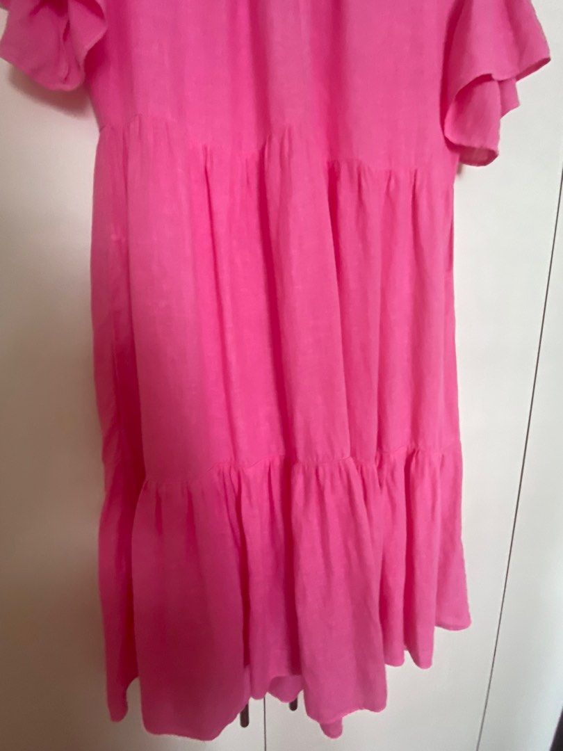 Velvet Dark Pink Tiered Dress, Women's Fashion, Dresses & Sets, Dresses on  Carousell