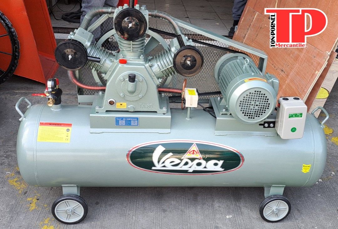 VESPA 5HP AIR COMPRESSOR (Category: Construction Tools & Equipment) located in Manila. Submitted by tonpornel (Listing ID 1292324769, Image 1). Description: Ton-Pornel Mercantile • We supply Powertools, Hardware tools, Plumbing, Paints, Electrical and Construction materials • We offer Paint Mixing and Powertools Repair Visit us: 38 Marcos Highway Mayamot, Antipolo City https://maps.google.com/?cid=1384230075759805792&entry=gps Store hours Mon to 