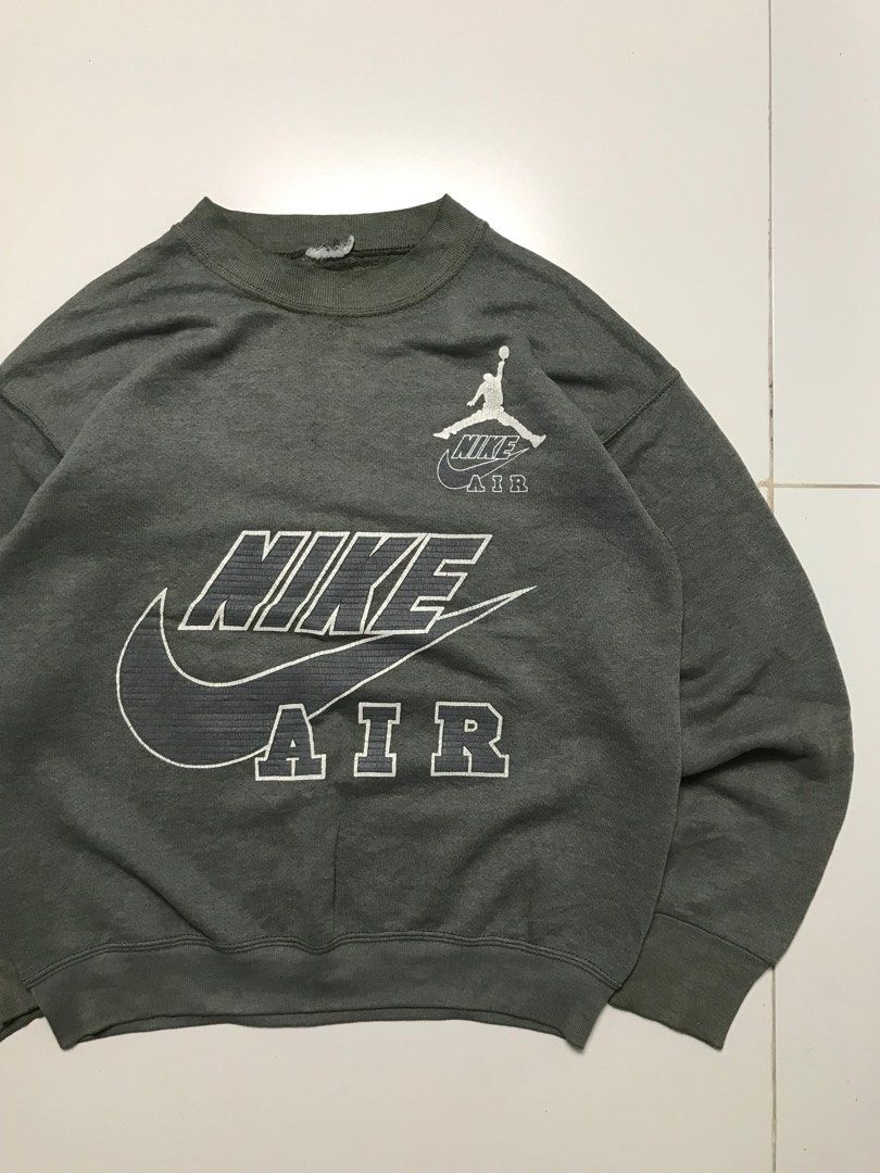 Vintage 80s nike bootleg moss green crew neck sweater size small Men s Fashion Coats Jackets and Outerwear on Carousell