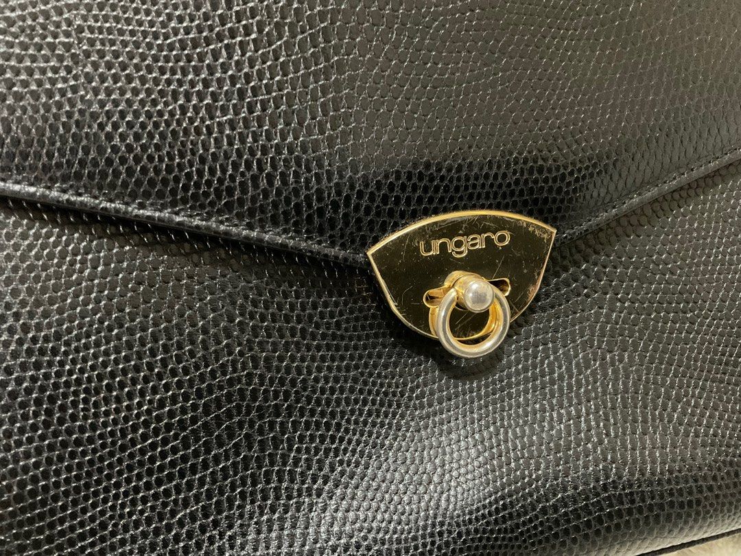 Vintage Ungaro bag (Category: Luxury Bags & Wallets) located in Caloocan City. Submitted by siftedthriftedph (Listing ID 1292380430, Image 3). Description: Authentic; Vintage Ungaro top handle bag L-9.8in x H-7.2in Very nice Will provide sling.