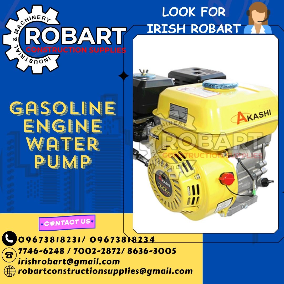 Water Pump Gasoline (Category: Construction Tools & Equipment) located in Manila. Submitted by irishrobart_22 (Listing ID 1292347539, Image 1). Description: Water Pump Gasoline 5.5 HP | 20CX | Gasoline Water Pump 6.5 HP | 30CX | Gasoline Water Pump SEND US MESSAGE FOR INQUIRIES ‼️‼️ LOOK FOR IRISH ROBART VBR : 0 9 6 7 3 8 1 8 2 3 1/ 0 9 6 7 3 8 1 8 2 3 4 LANDLINE 8-6 3 6 3 0 0 5 / 7 7 4 6 -6 2 4 / 7 0 0 2-2 8 7 2 GMAIL: I R I S H R O B A R T @ G 