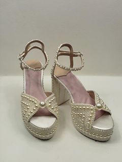 Wedding shoes/ Pearl Embellished Platform Heels/ Jimmy Choo Inspired/ Formal Heels