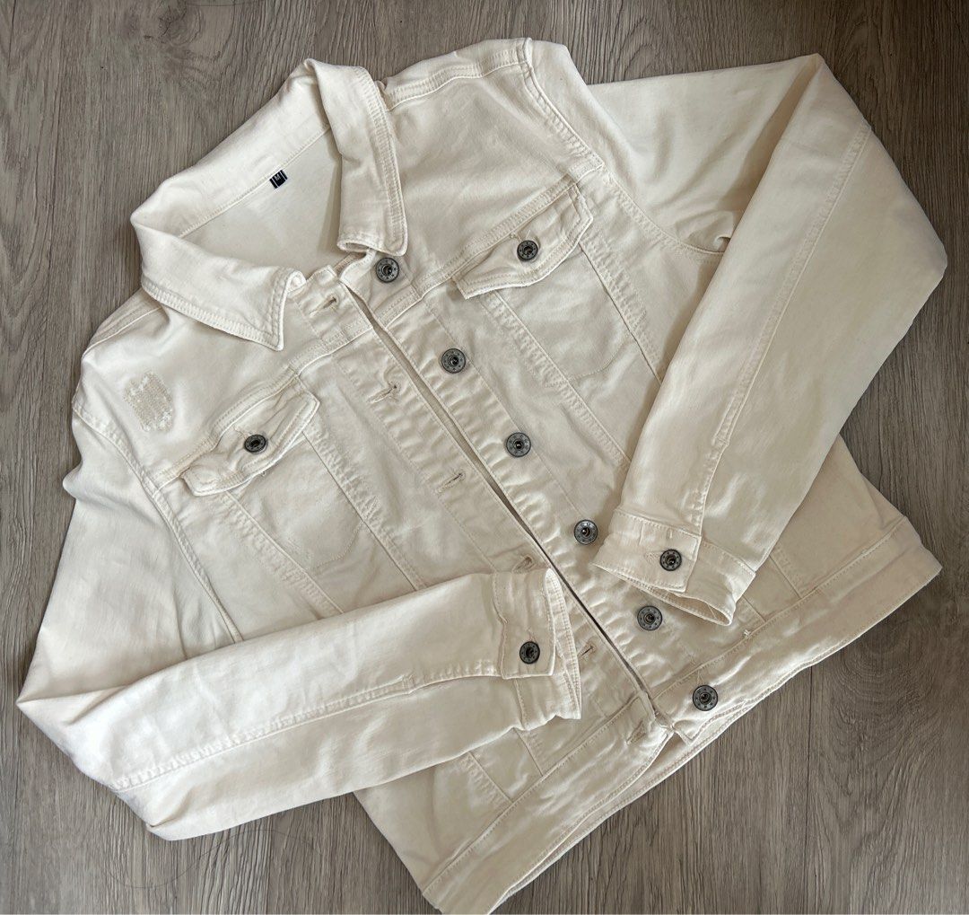 Infant white denim jacket top