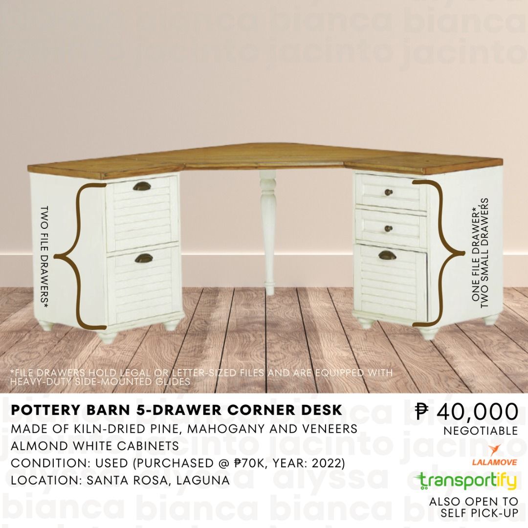 Whitney 5 Drawer Corner Desk from Pottery Barn Furniture Home