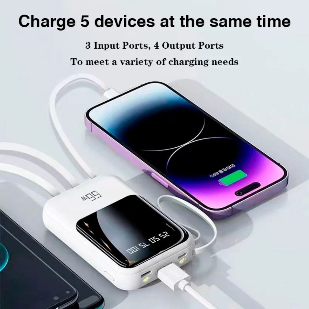 20000mAh Powerbank 66W Super Fast Charging Built in 4 Cable for iPhone15  Portable Fast Charging Powerbank, Mobile Phones & Gadgets, Mobile & Gadget  Accessories, Power Banks & Chargers on Carousell