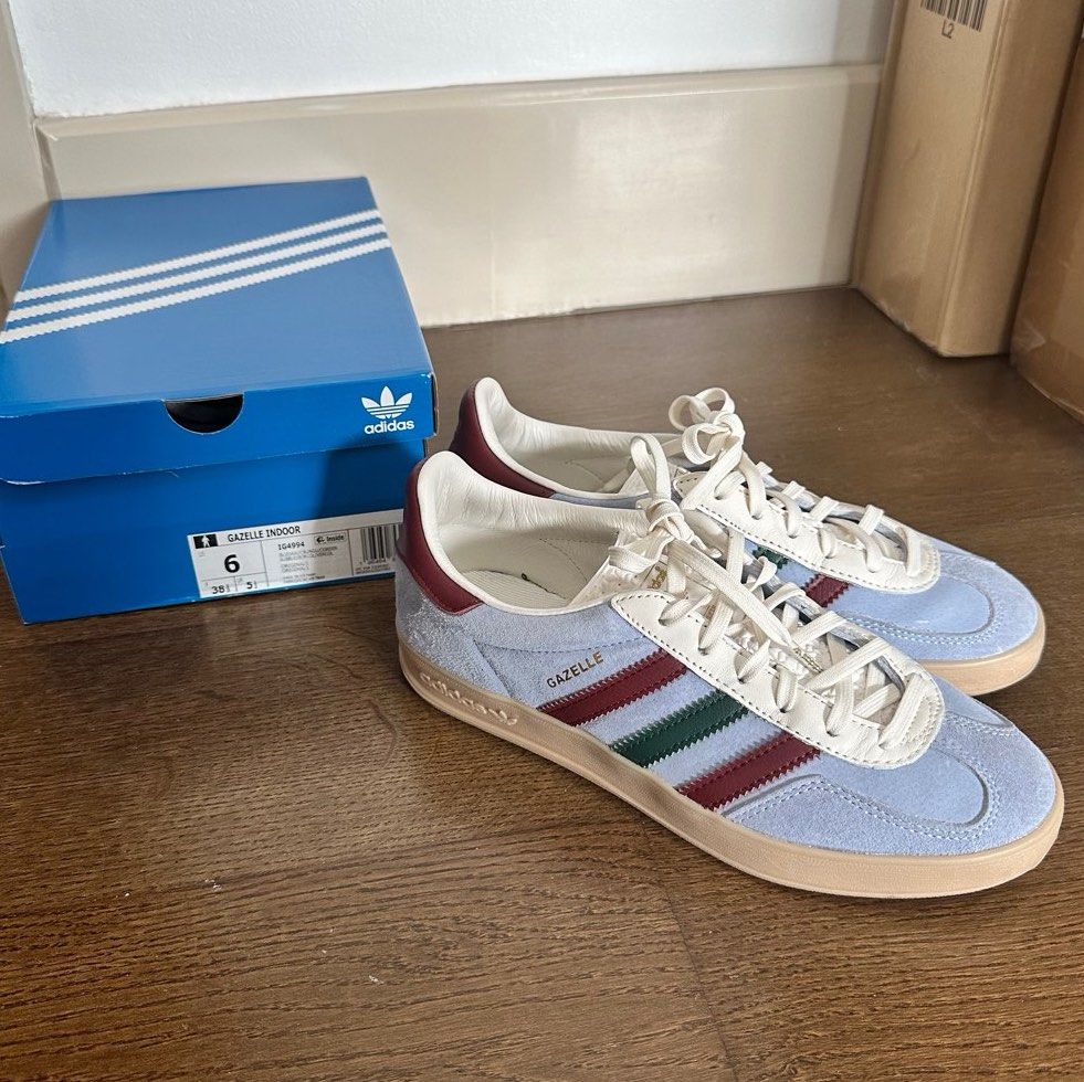adidas gazelle silver green womens adidas Gazelle Indoor Blue Dawn Collegiate Burgundy main image 0