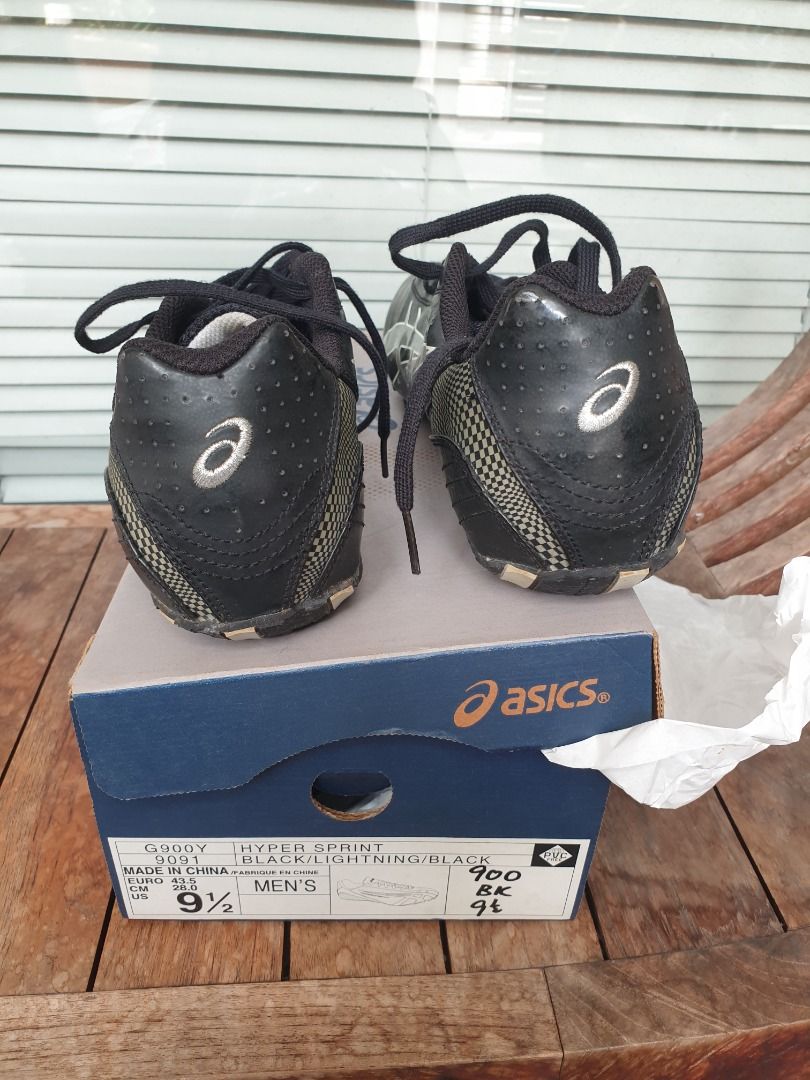 Asics Hyper Sprint G900Y spikes Black Lightning Black US9.5 Sports Equipment Other Sports Equipment and Supplies on Carousell