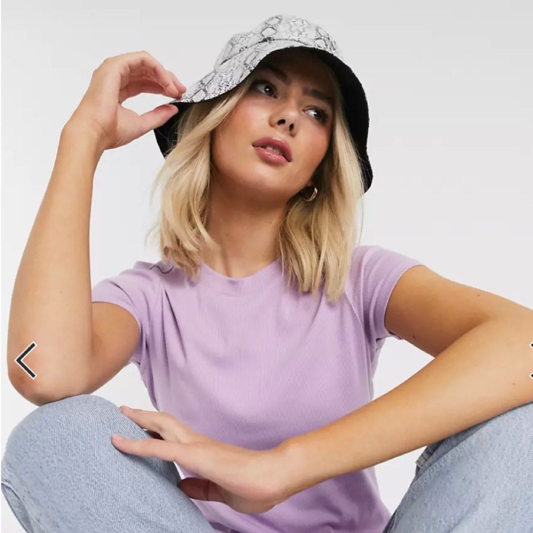 Asos glamorous bucket hat in reversible snake print Women s Fashion Watches Accessories Hats Beanies on Carousell