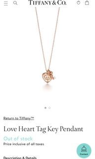 Auth Tiffany & Co.Return to Love Heart Tag Key Pendant Necklace