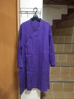 Chinese Shift Linen Purple Dress