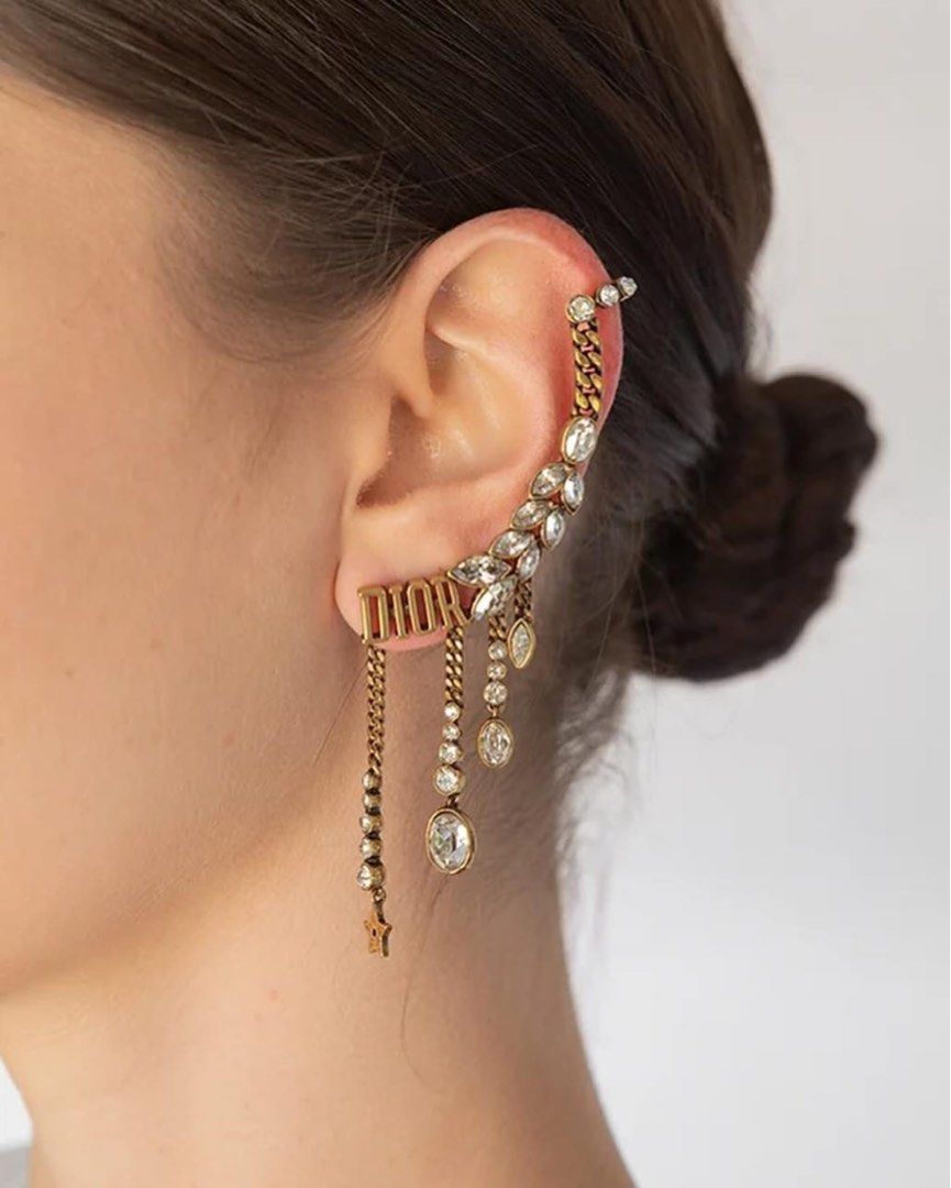 Christian D I O R Evolution Crystal Solo Cuff Earring in Antique GHW Luxury Accessories on Carousell