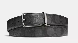 Coach Harness Buckle Cut To Size Reversible Belt, 30mm - Charcoal/Black