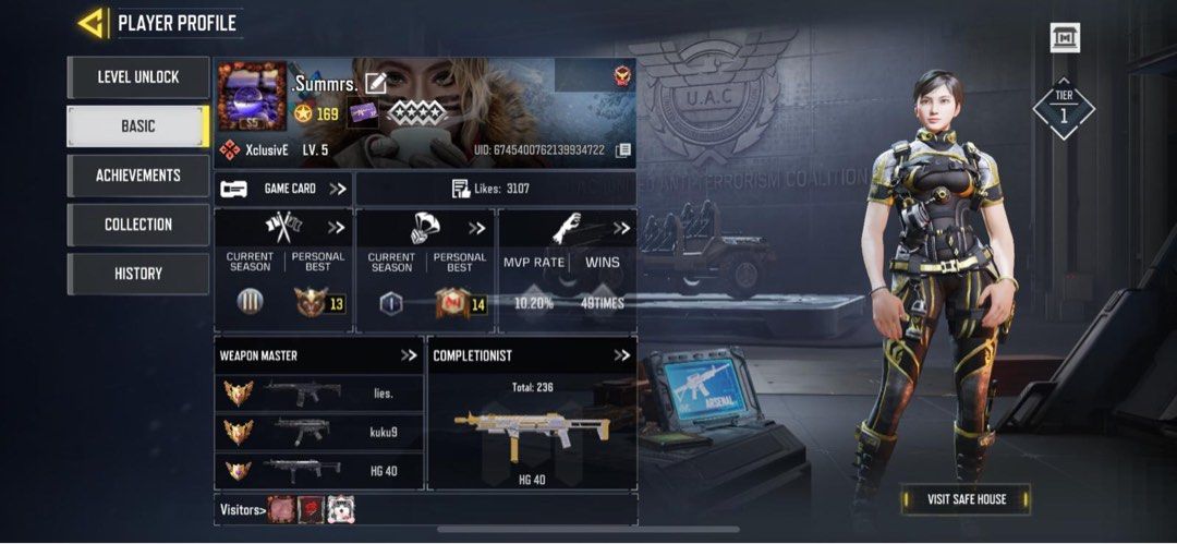 Codm acc (Category: Others) located in Singapore. Submitted by sh7bzskc8y40895 (Listing ID 1292460603, Image 2). Description: S1 player and there are more rare skins Open for nego.