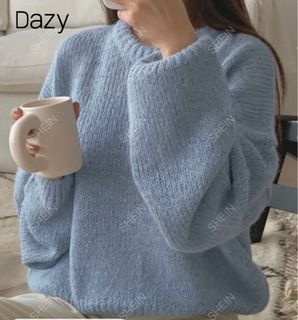 Drop Shoulder Knit Ribbed Sweater