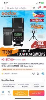 EXTERNAL FLASH For Fujifilm Cameras, Godox Mini Speedlite Flash TTL TT350F